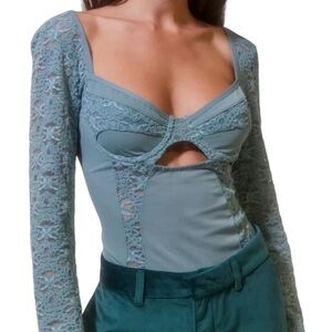 EUC Urban Outfitters Out From Under Dark Romantic Lace Detail Bodysuit (K-1)